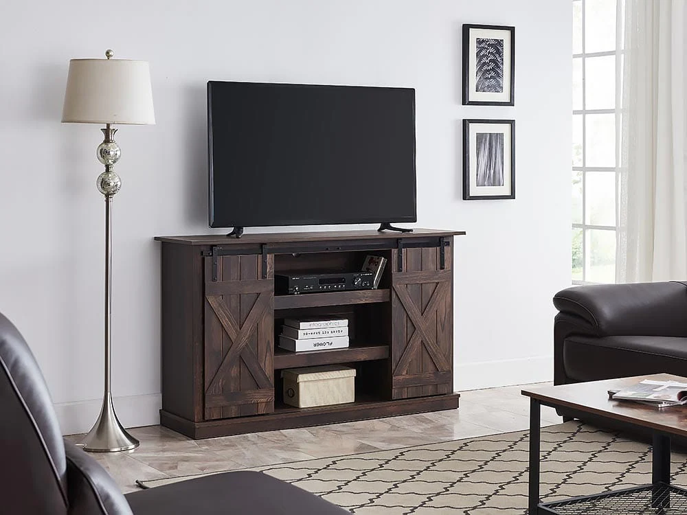 Sawyer Media Console in Rustic Brown