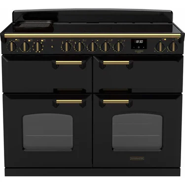 Rangemaster Classic Deluxe BC 110cm Induction Range Cooker | Black/Antique Brass | CLDLB110EIPGBL/AB1