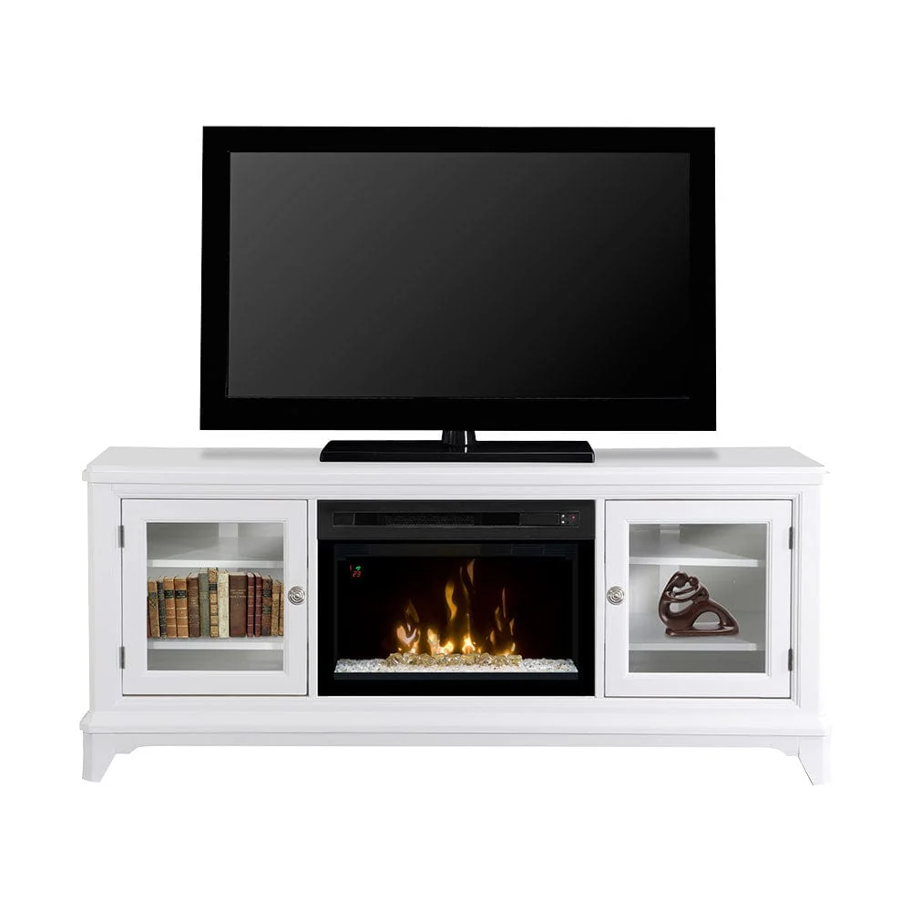 Winterstein Electric Fireplace Media Console w/ Glass in White
