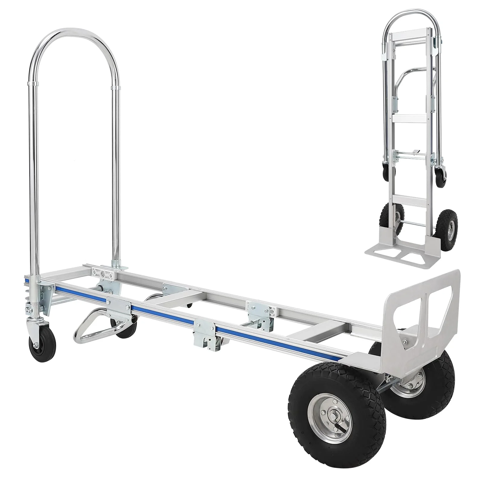 Garvee 2 in 1 Hand Truck Dolly Foldable, 770 Lbs Capacity Folding Dolly Cart with Wheels, Aluminum Convertible Hand Trucks Heavy Duty with Sliding Frame, Collapsible Hand Cart for Transport and Moving