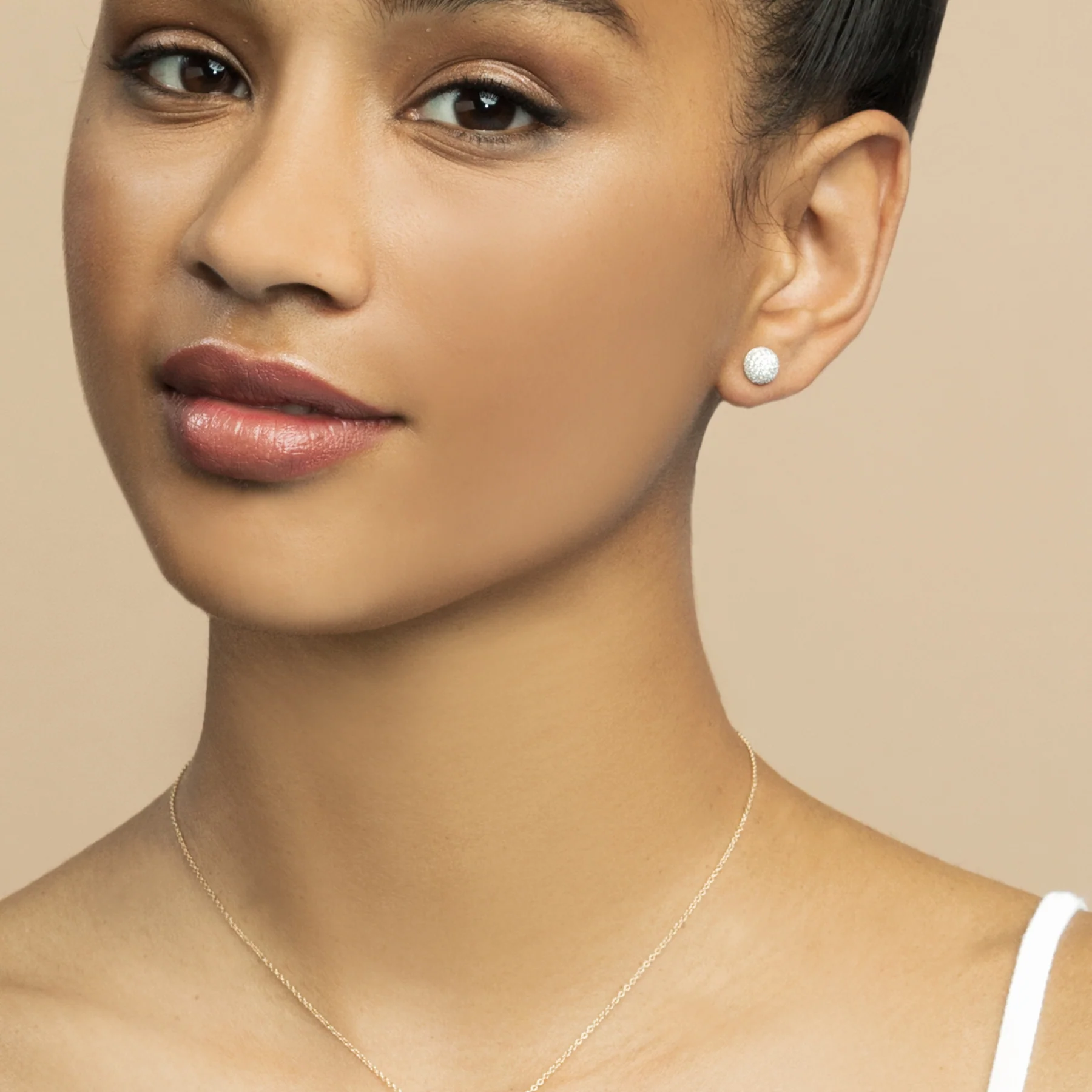 Pav��| Stud #1 - White Diamond / 14k White Gold