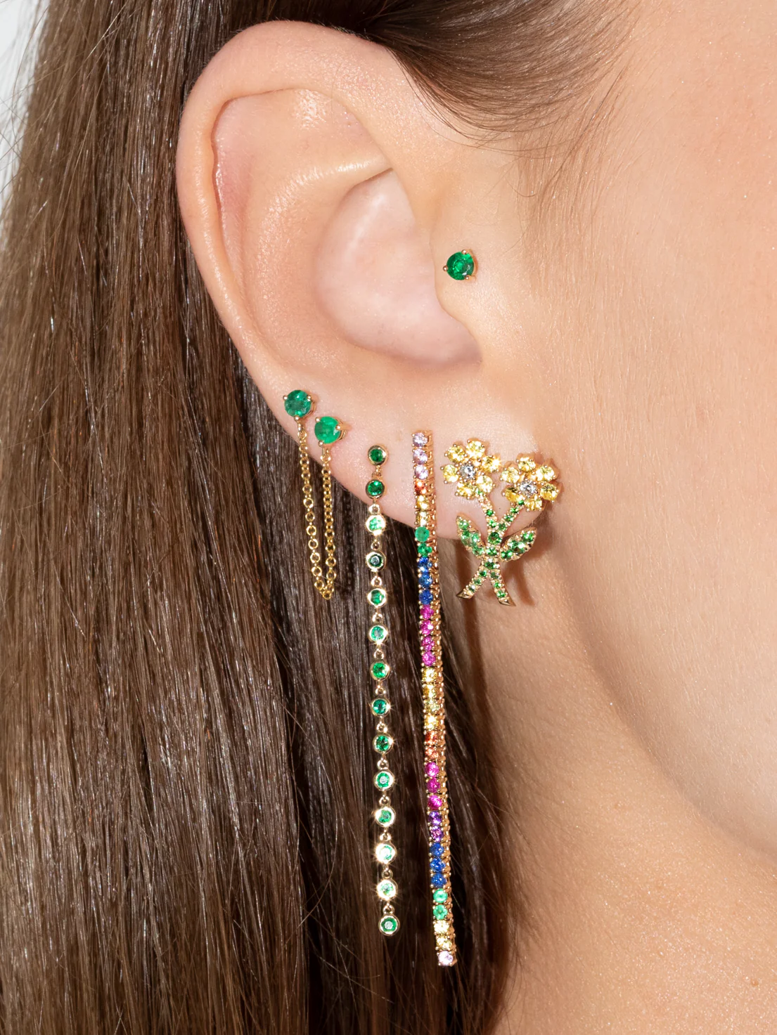 Goldie Double Bouquet Flower Earring - Yellow Sapphire / 14k Yellow Gold