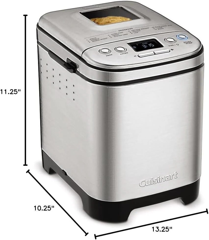 Bread Maker Machine, Compact and Automatic, Customizable Settings, Up to 2lb Loaves