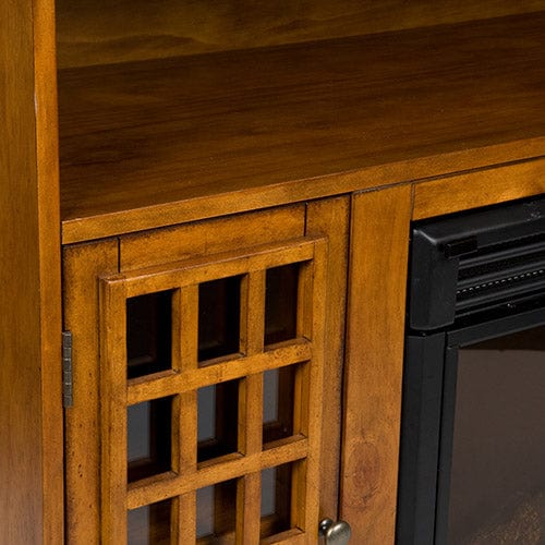 Narita Electric Fireplace Media Cabinet in Glazed Pine