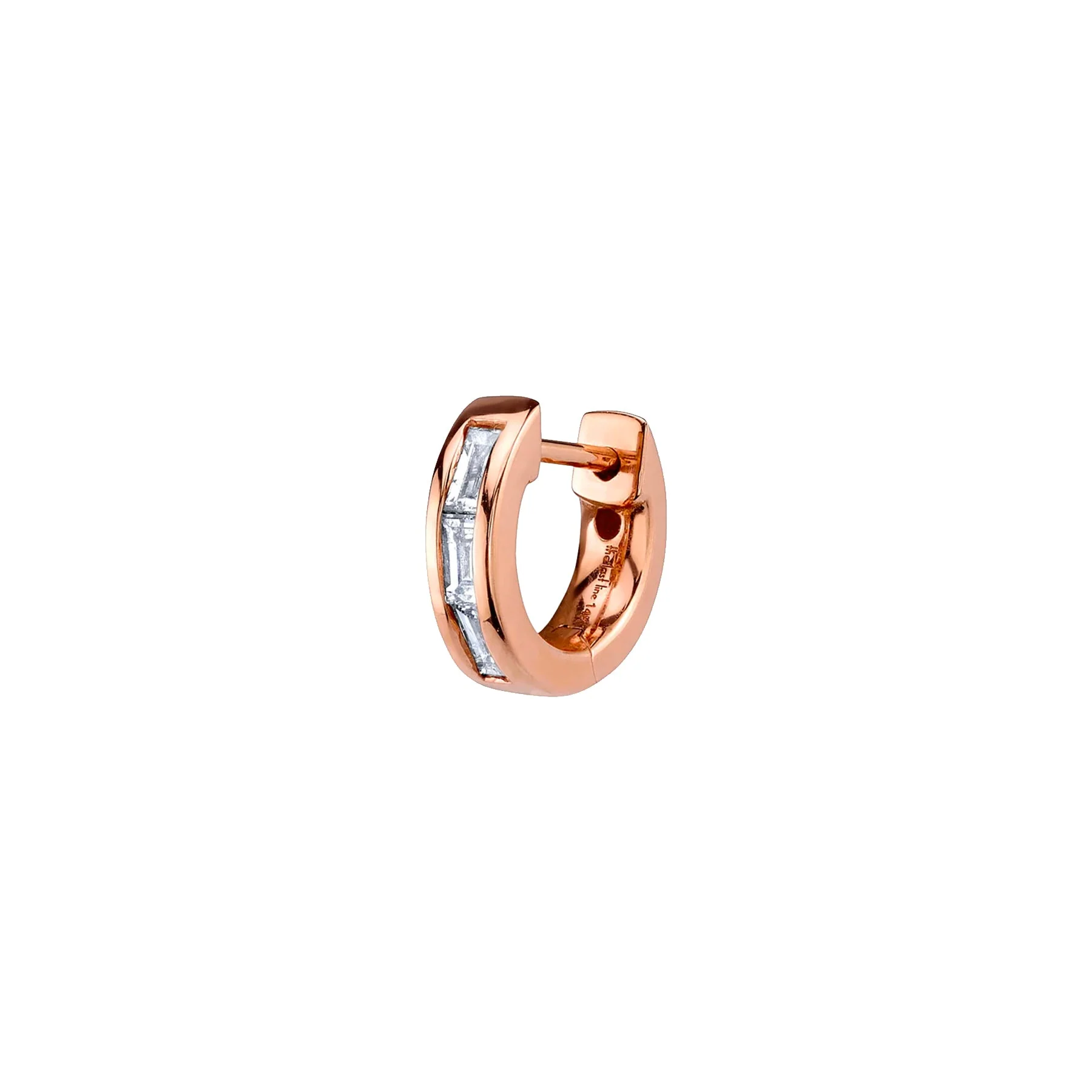 Small Baguette Hoop - White Diamond / 14k Rose Gold