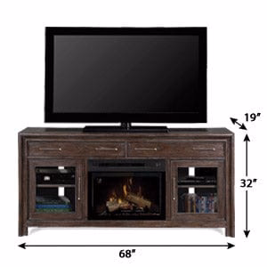 Woolbrook Distressed Nutmeg Electric Fireplace Media Console w/ Logs