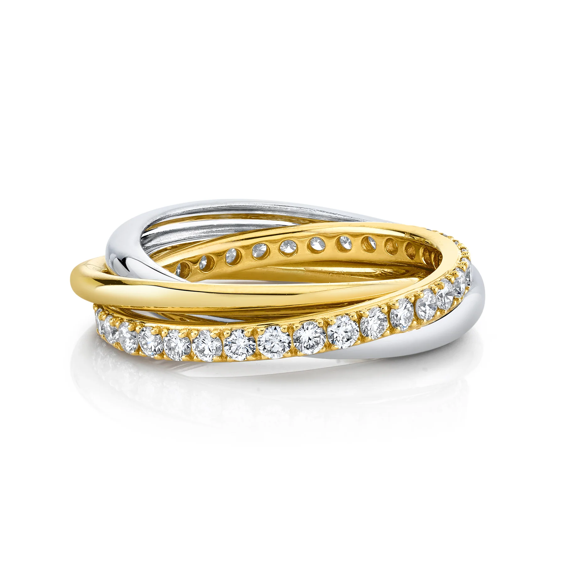 With a Twist Date Ring - White Diamond / 14k Yellow Gold and Sterling Silver