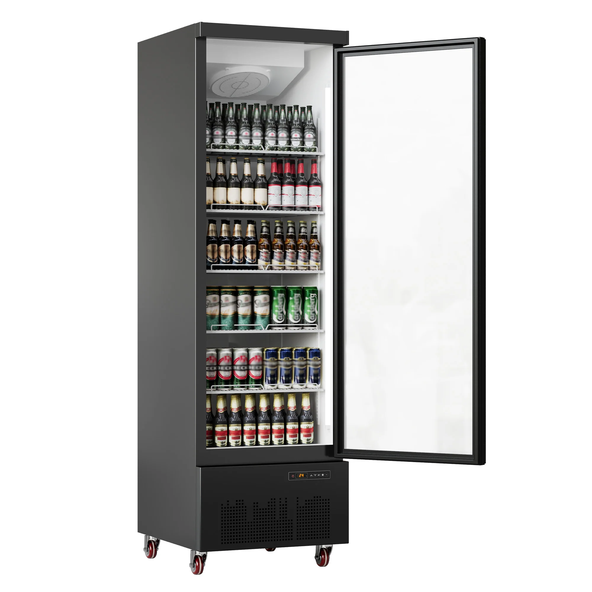 Garvee 17.6 Cubic Feet Commercial Refrigerator With Glass Door And Led Light For Shop And Restaurant Black