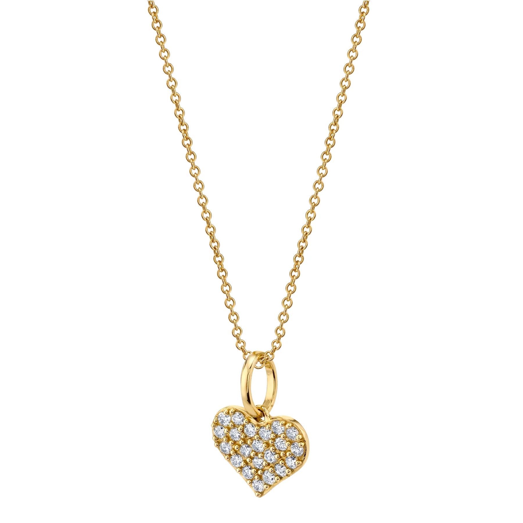 Pav��| Heart Pendant - White Diamond / 14k Yellow Gold