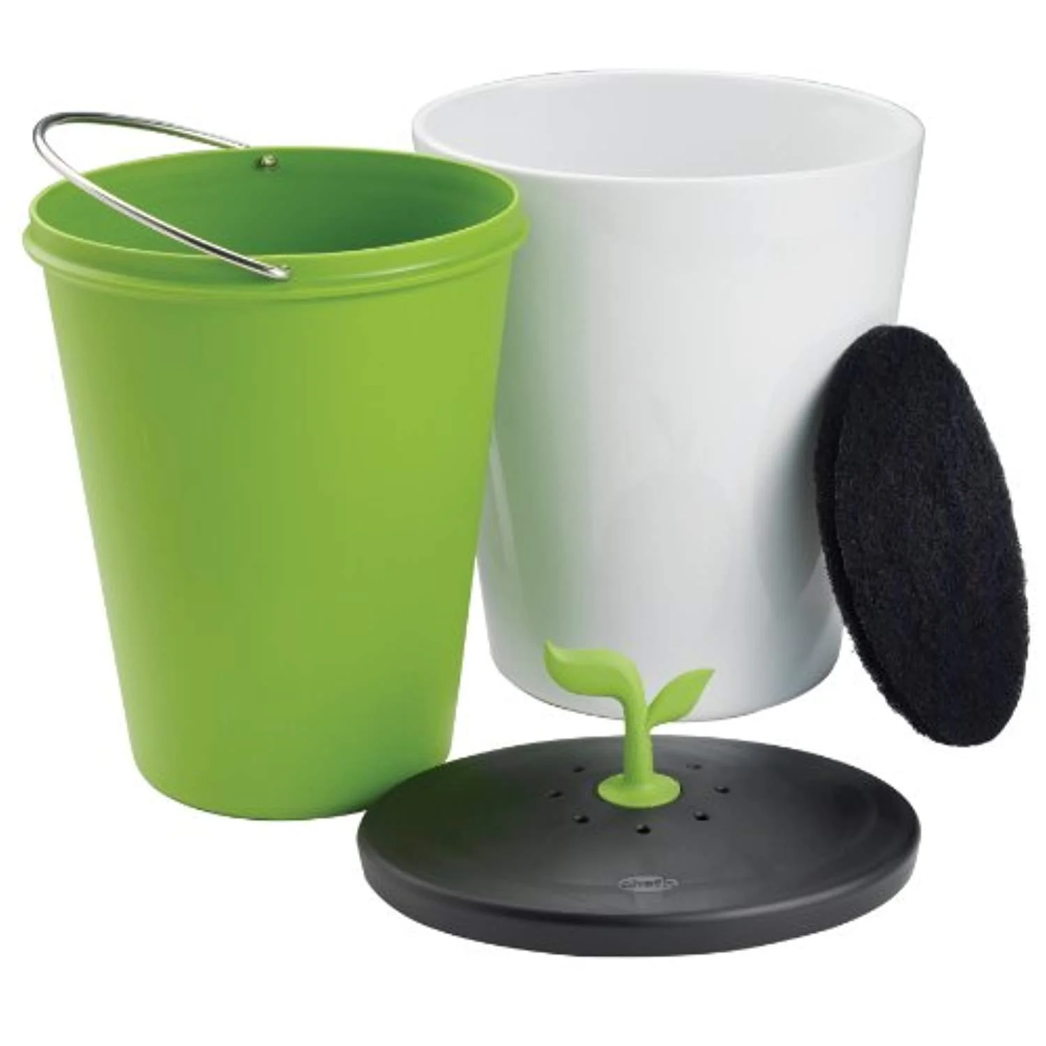 Counter Compost Bin Black White 3.3 liter