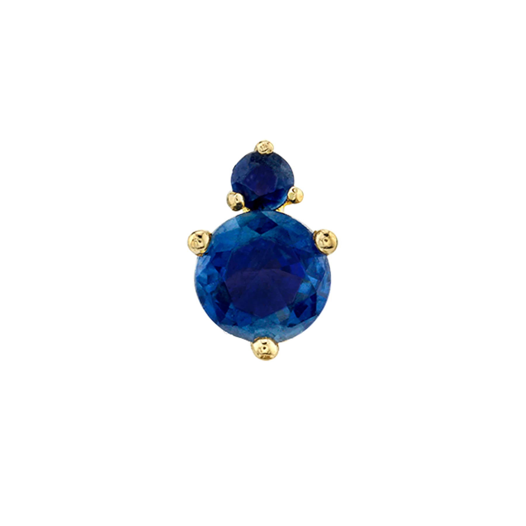 Cluster Stud Earring - Blue Sapphire / 14k Yellow Gold