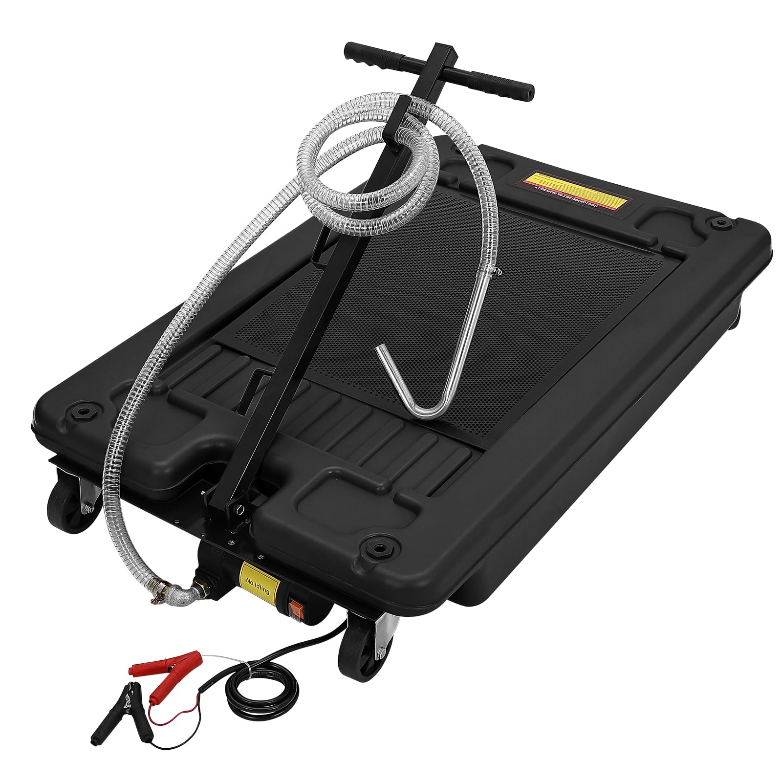 Garvee 17 Gallon Electric Oil Drain Pan with 12V Pump & 8 Ft Hose, Low Profile, T Folding Handle, Polypropylene, Wheels, for Cars SUVs Trucks