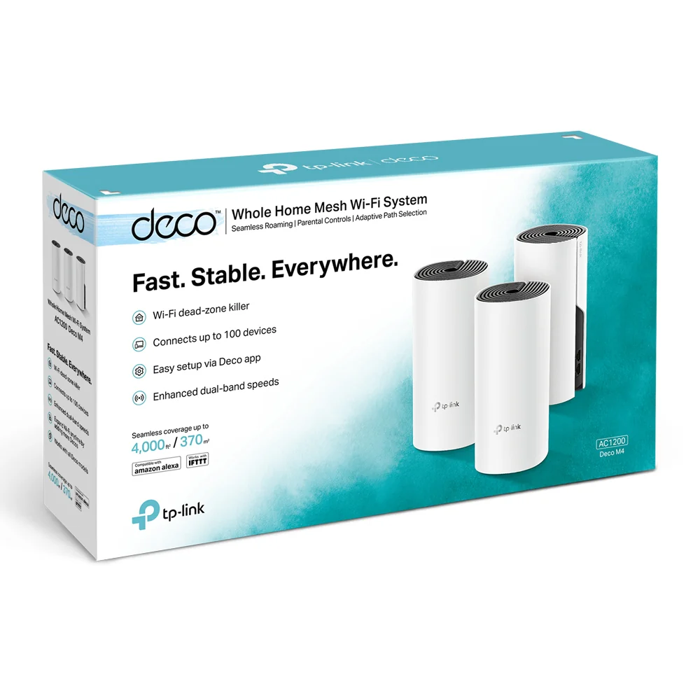 TP-Link Deco M4 (3-Pack, EU) 鈥?AC1200 Dual-Band Whole-Home Mesh Wi-Fi System