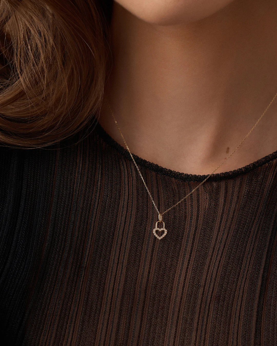 Diamond Heart Padlock Charm