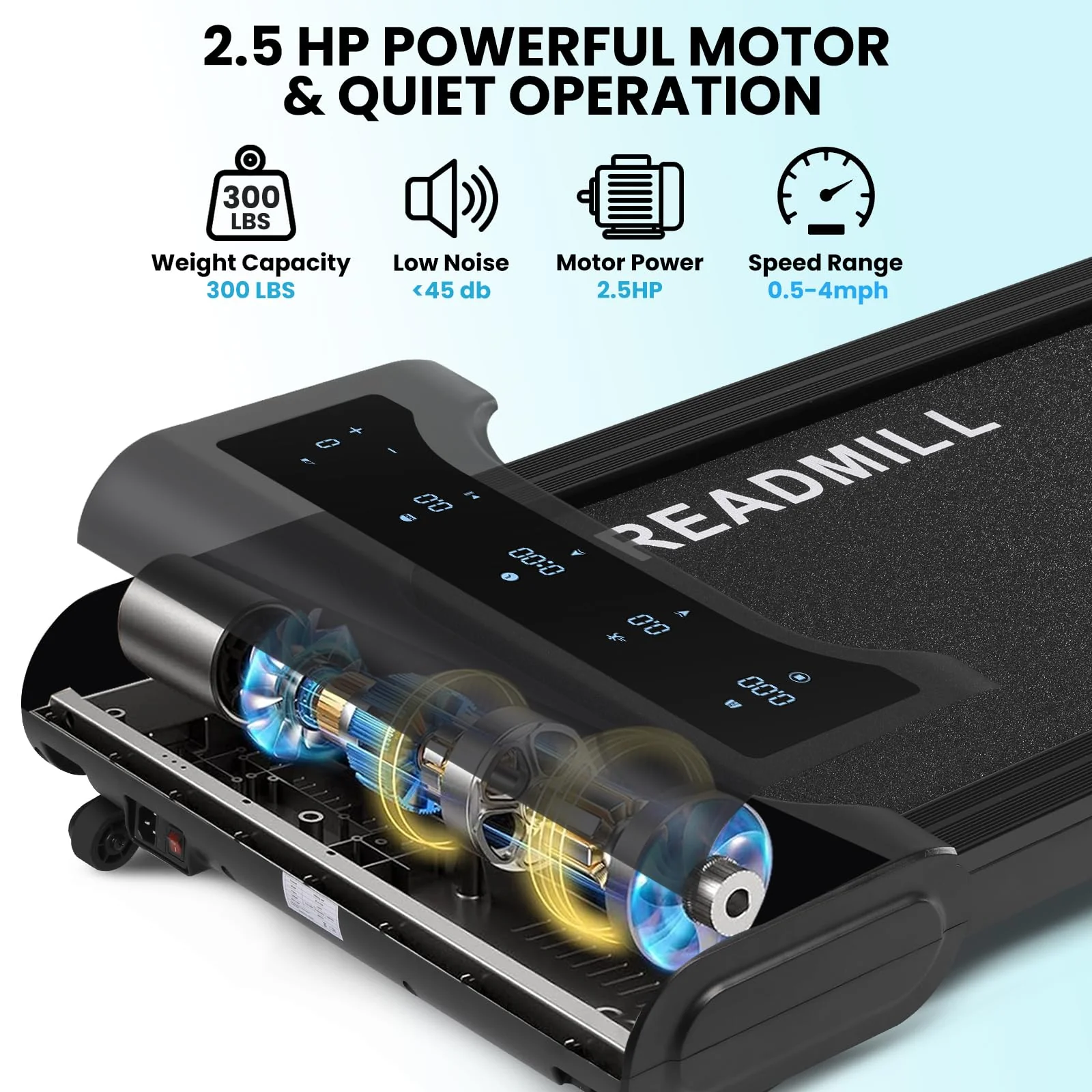 Garvee 2 in 1 Portable Walking Treadmill, Walking Pad for Home, 2.5HP Low Noise Treadmill with Remote Control, Walking Jogging Machine in LED Display,16.5 x 41.3 in Running Belt, Black