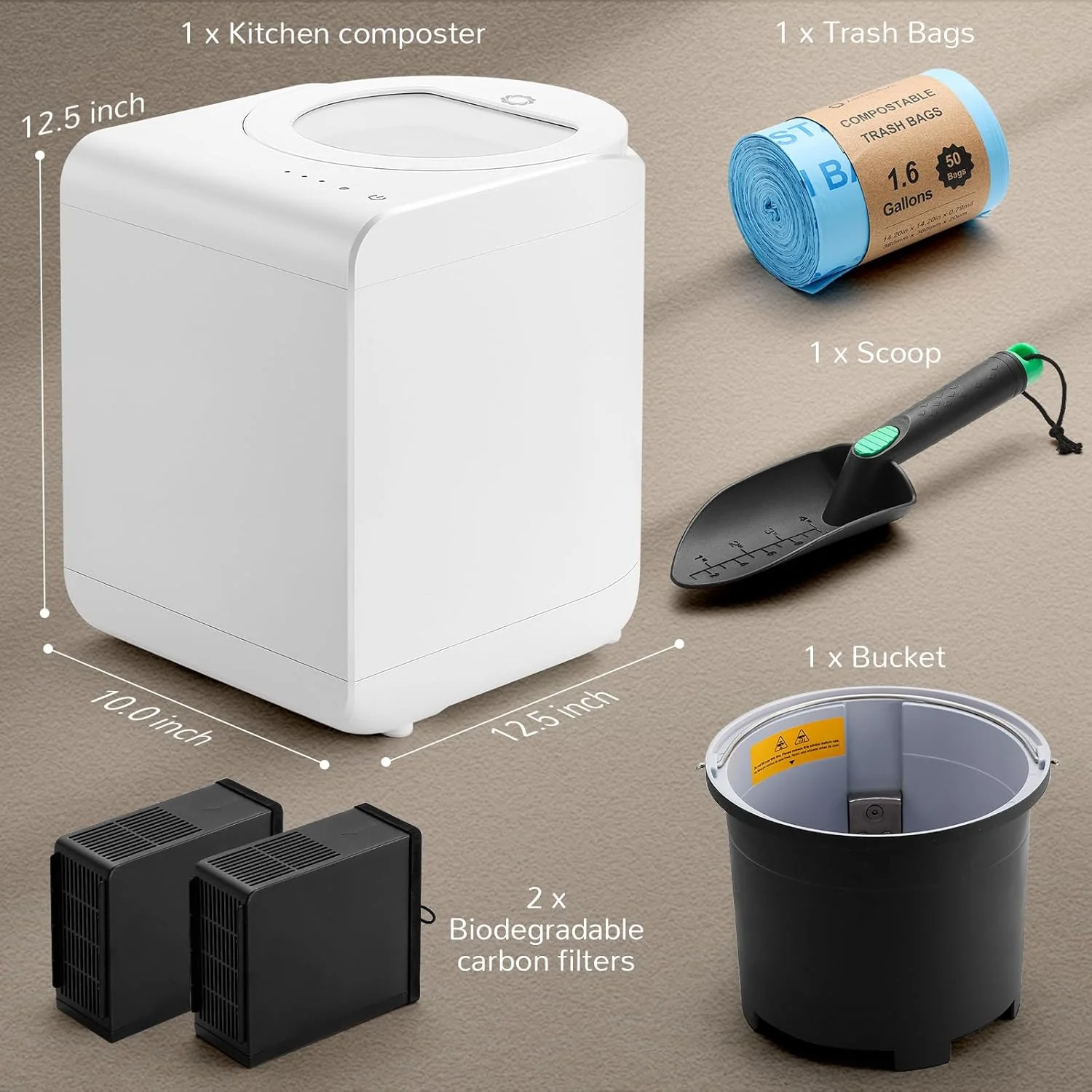 Electric Kitchen Composter, 2.5L Capacity, Turn Food Waste and Scraps into Dry Compost