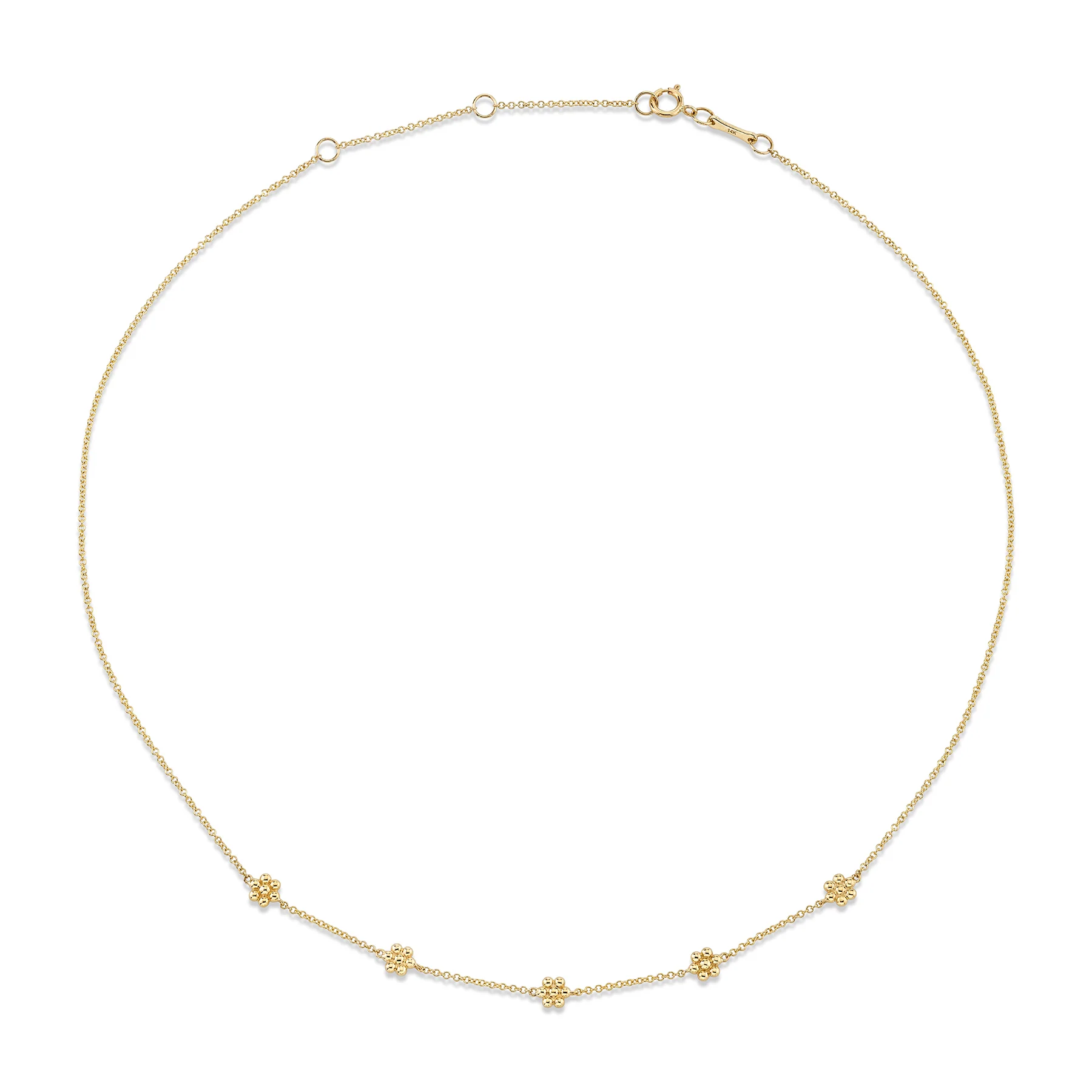 Teddy Flower Station Necklace - 14k Yellow Gold