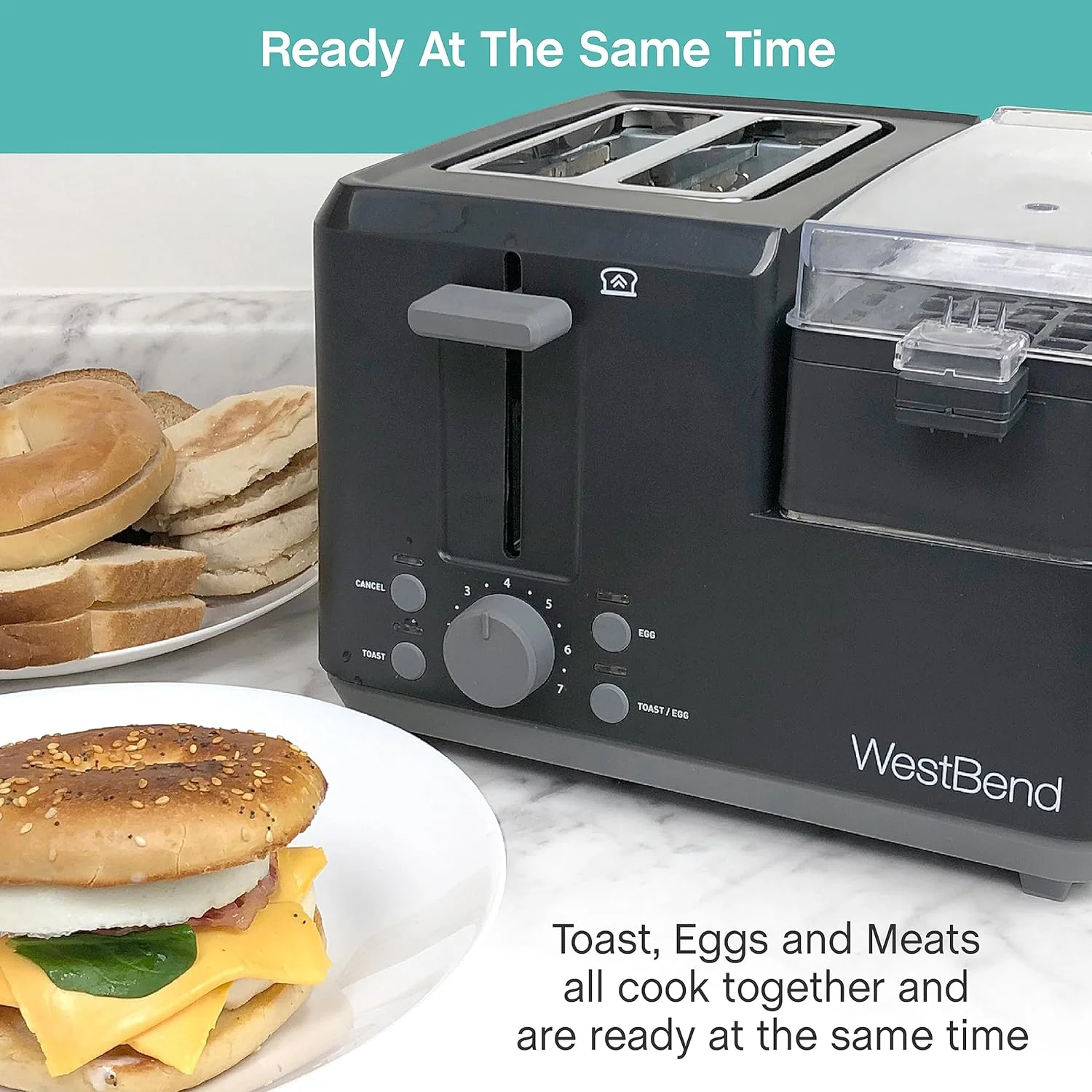 Breakfast Station, 2-Slice Toaster with Warming Tray & Egg Cooker
