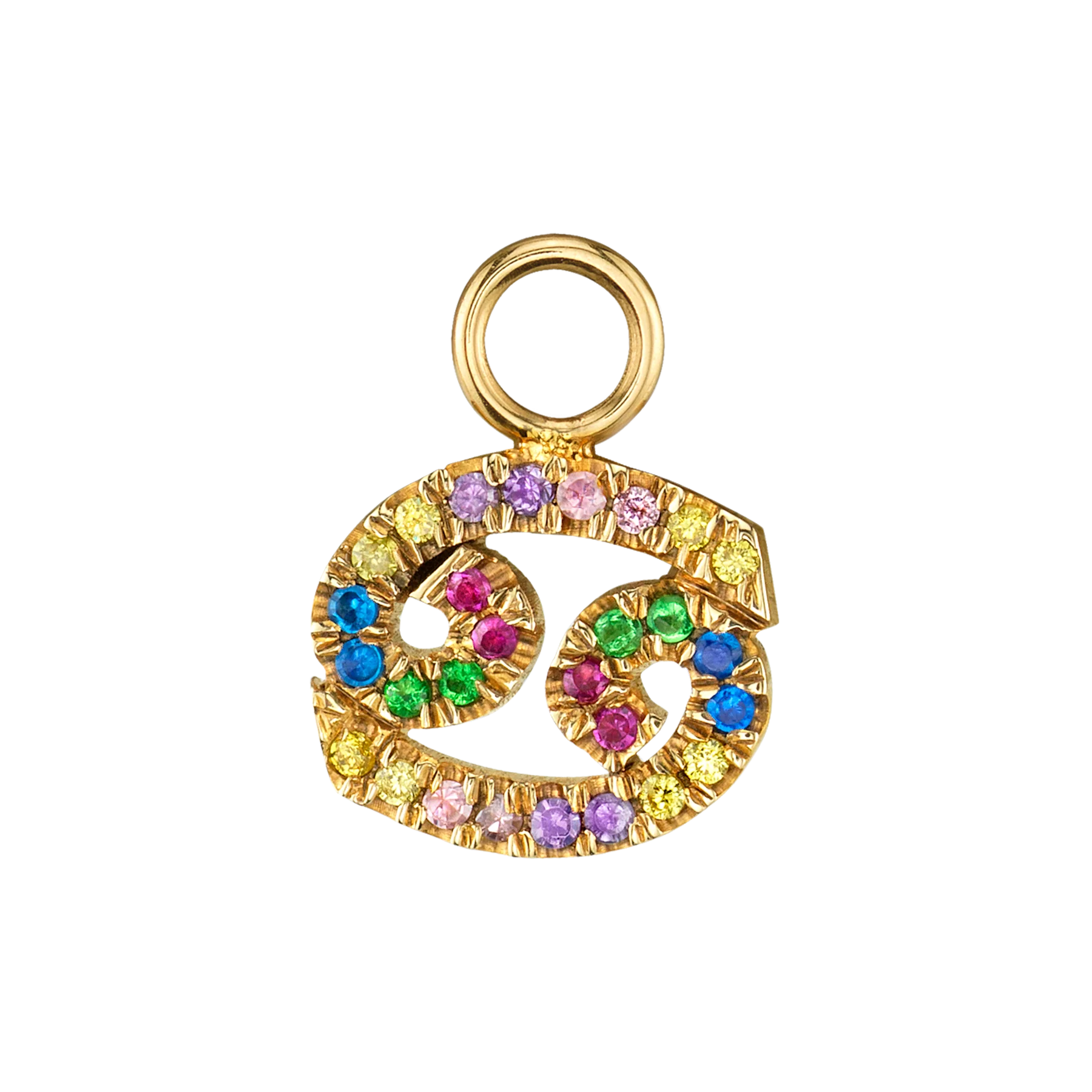 Zodiac Hoop Earring Charm - Rainbow / 14k Yellow Gold