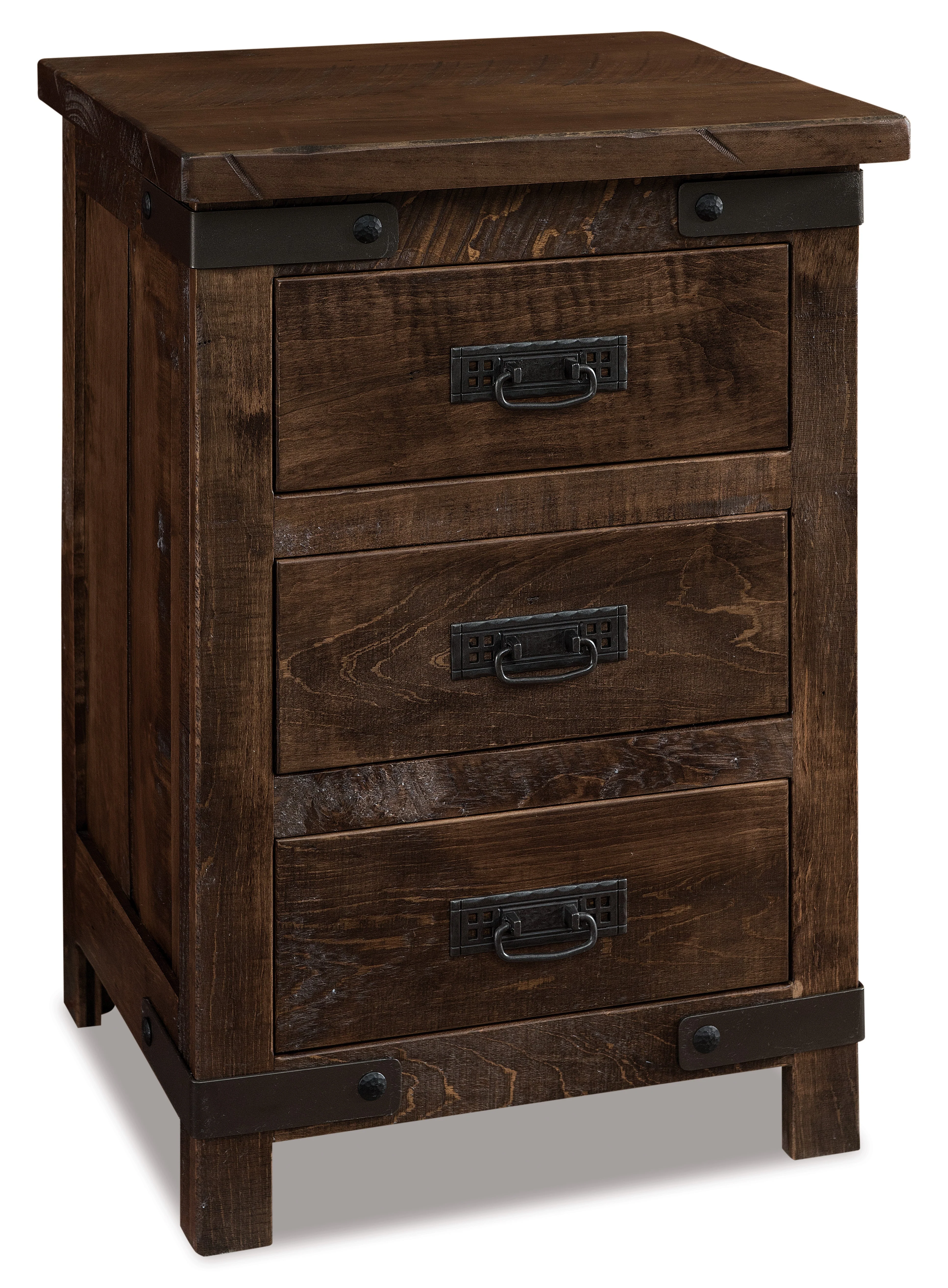 Amish Ironwood Three Drawer Nightstand