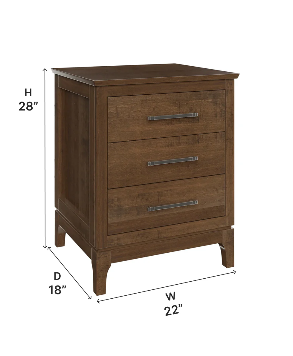 Amish Mill Creek Three Drawer Nightstand
