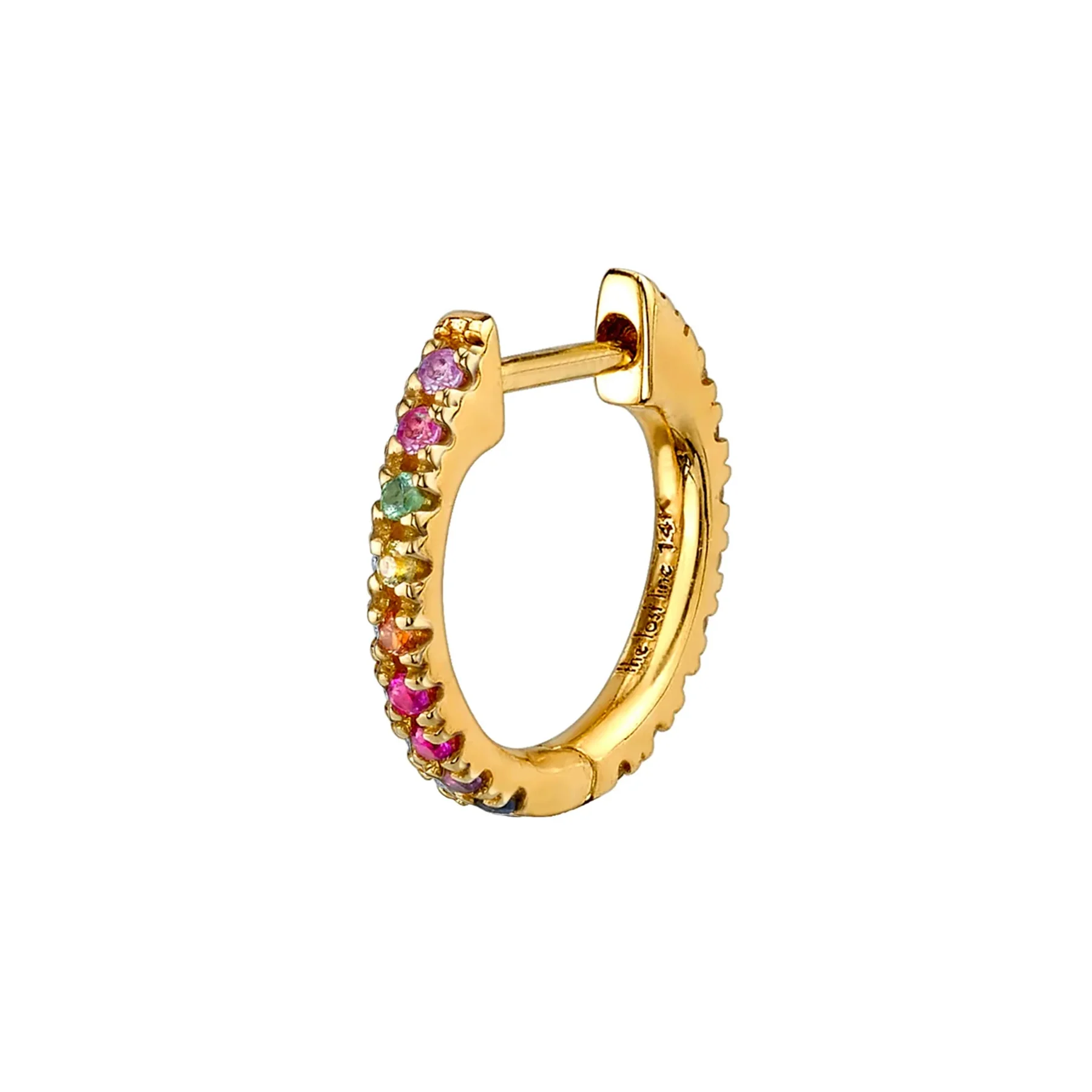 The Large Huggie -?Rainbow / 14k Yellow Gold