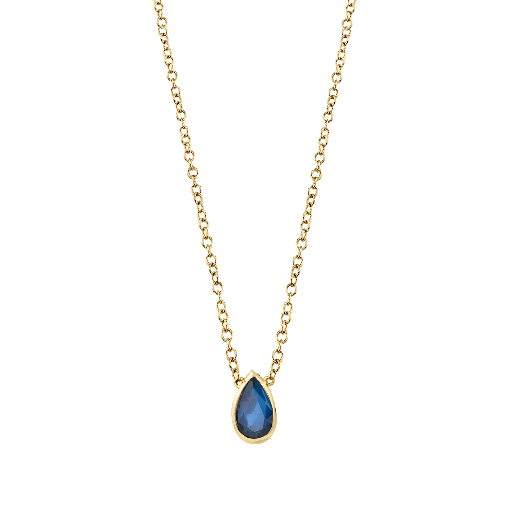 Teardrop Necklace - Blue Sapphire / 14k Yellow Gold