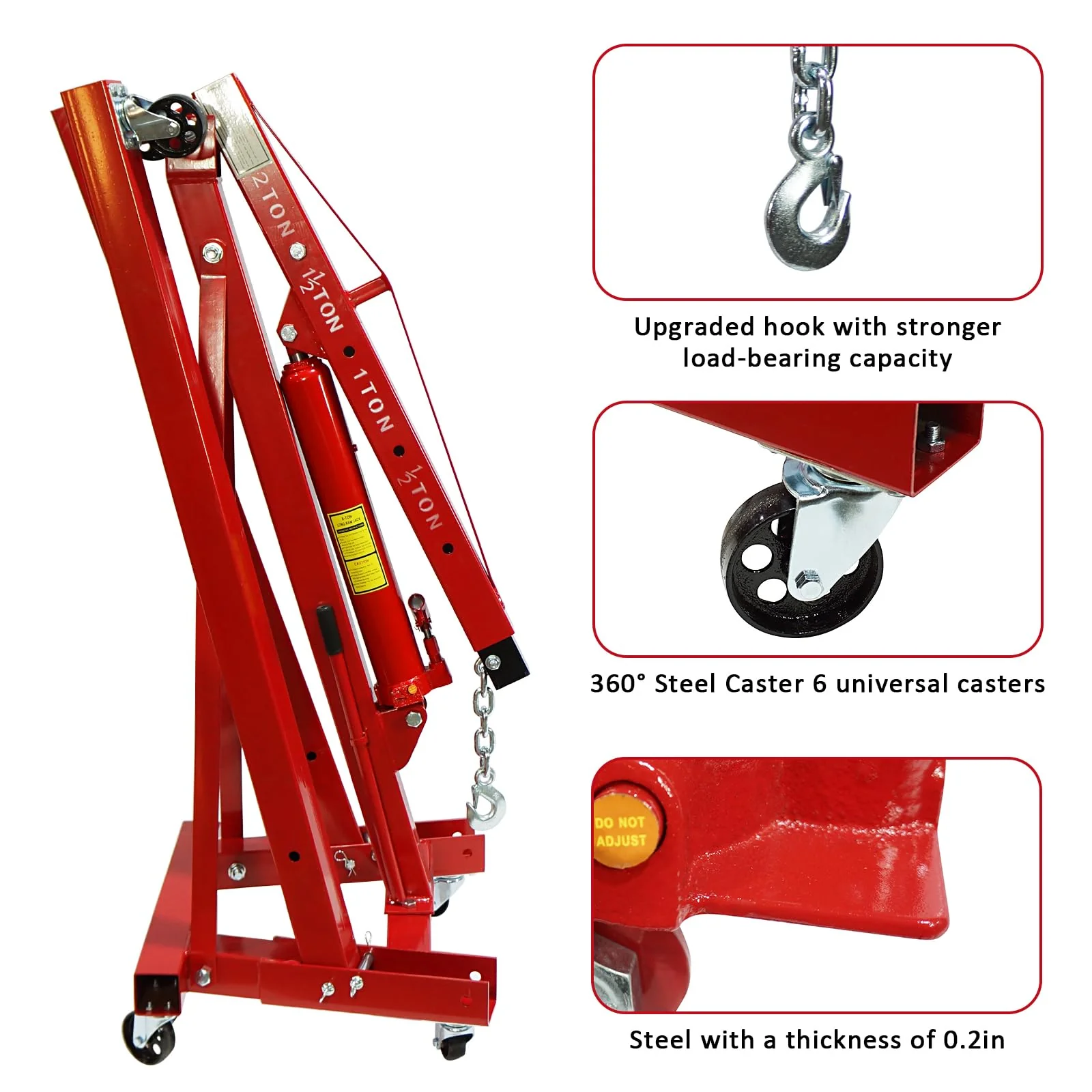 Garvee 2 Ton Folding Engine Hoist, 4400 LBS Lift for Shop Use