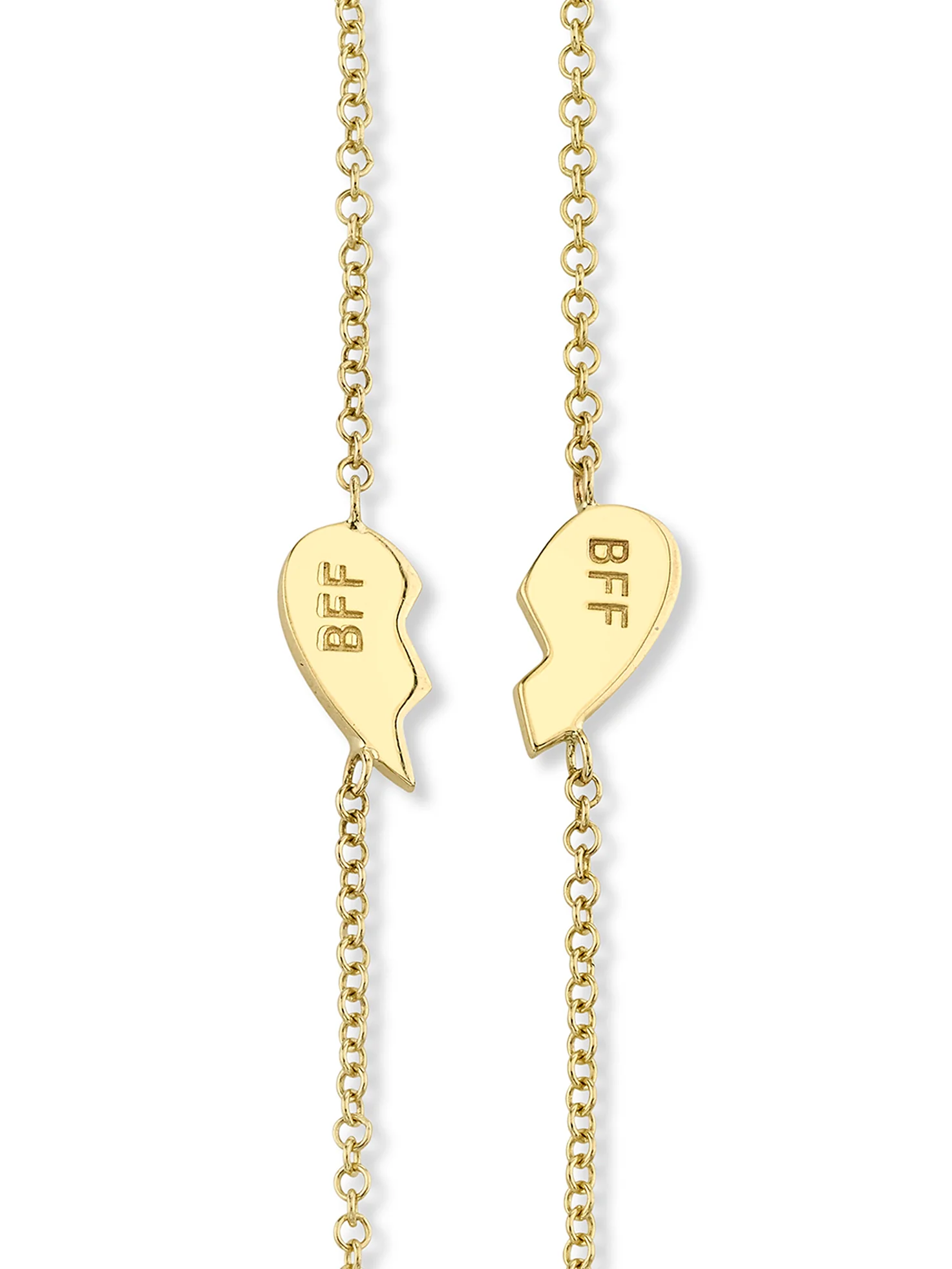 Best Friend BFF Heart Bracelet Set - 14k Yellow Gold