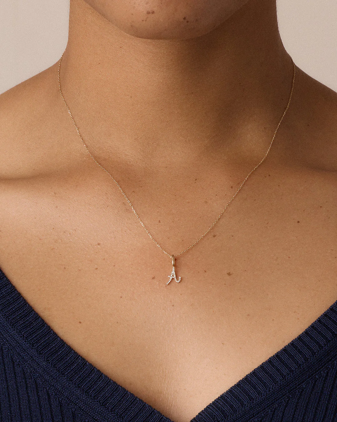 Diamond Script Alphabet Charm