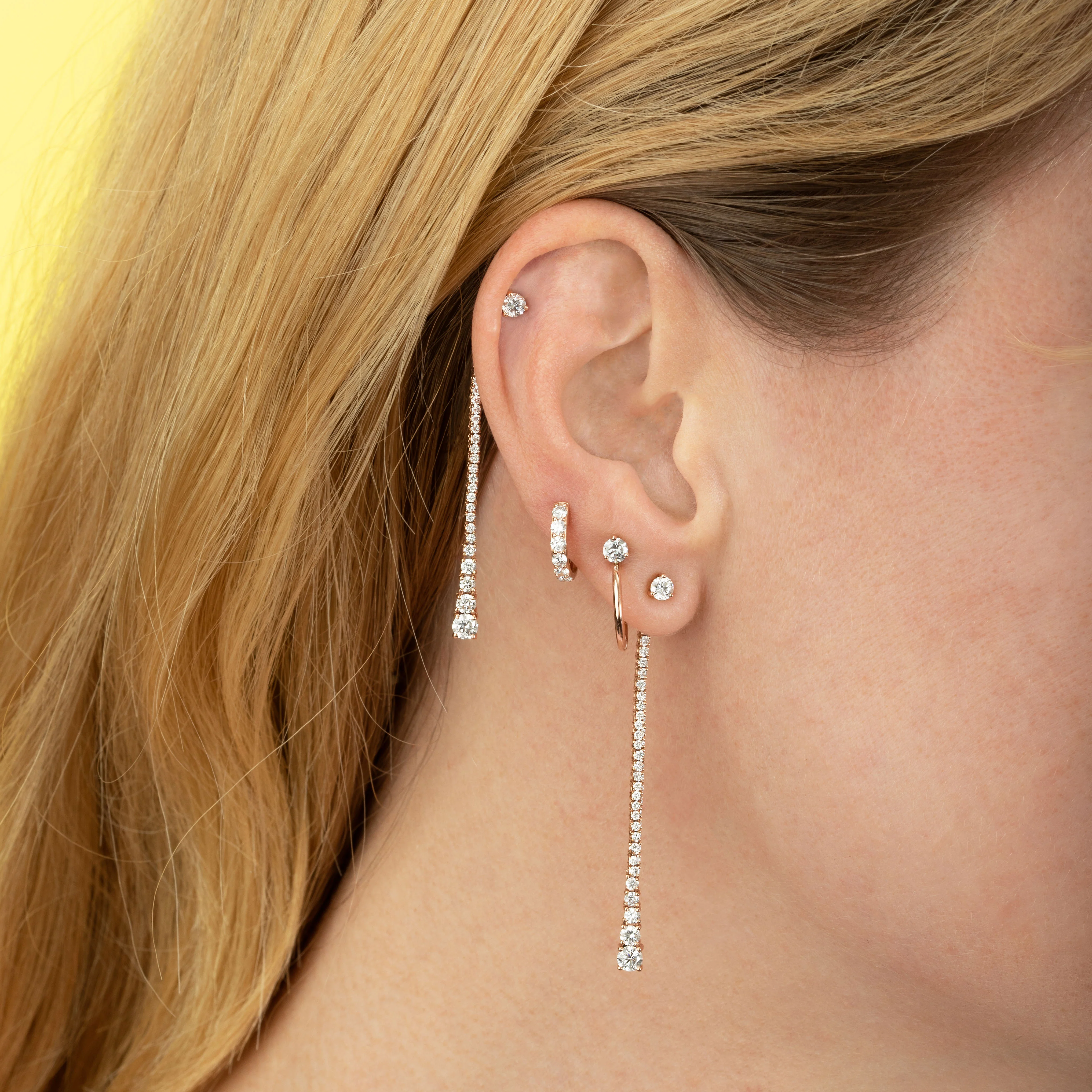 Dew Drop Earring - White Diamond / 14k Rose Gold