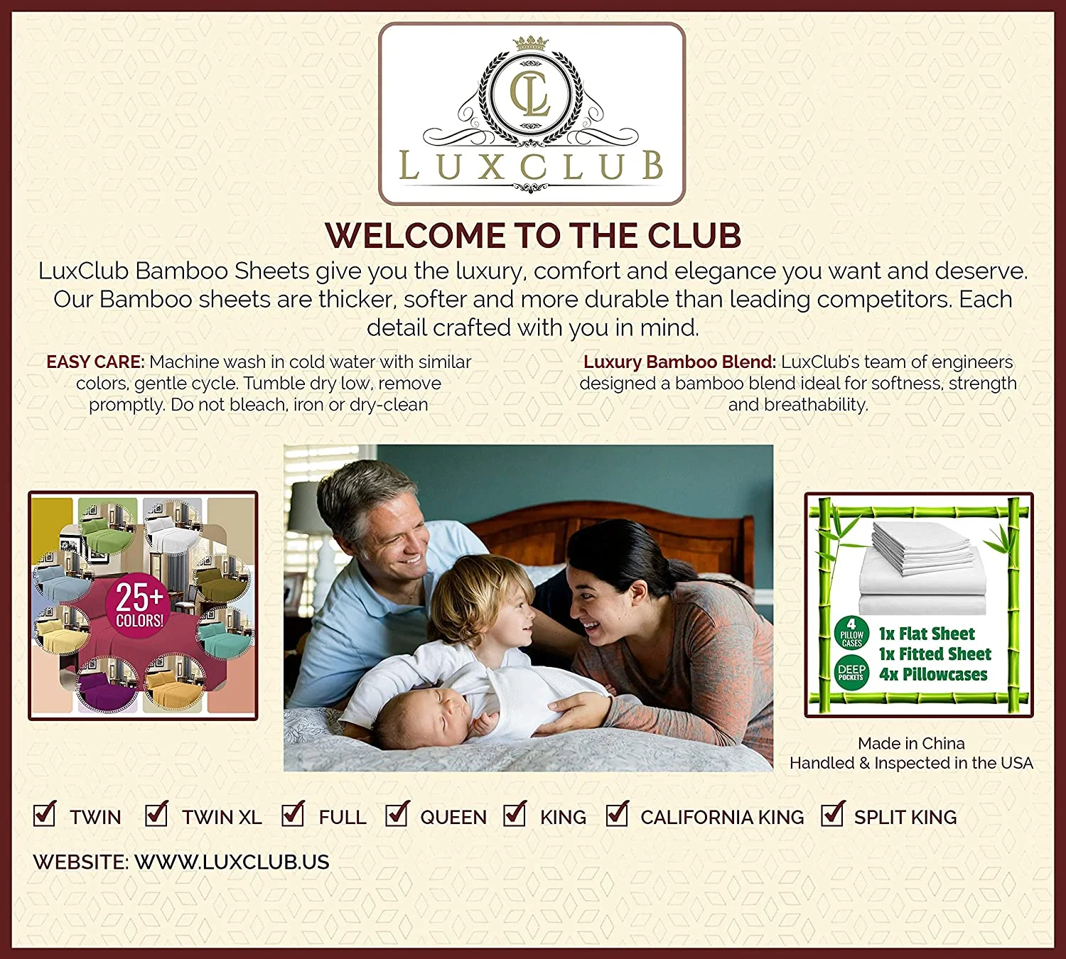 6 PC Sheet Set Bamboo Sheets Deep Pockets 18