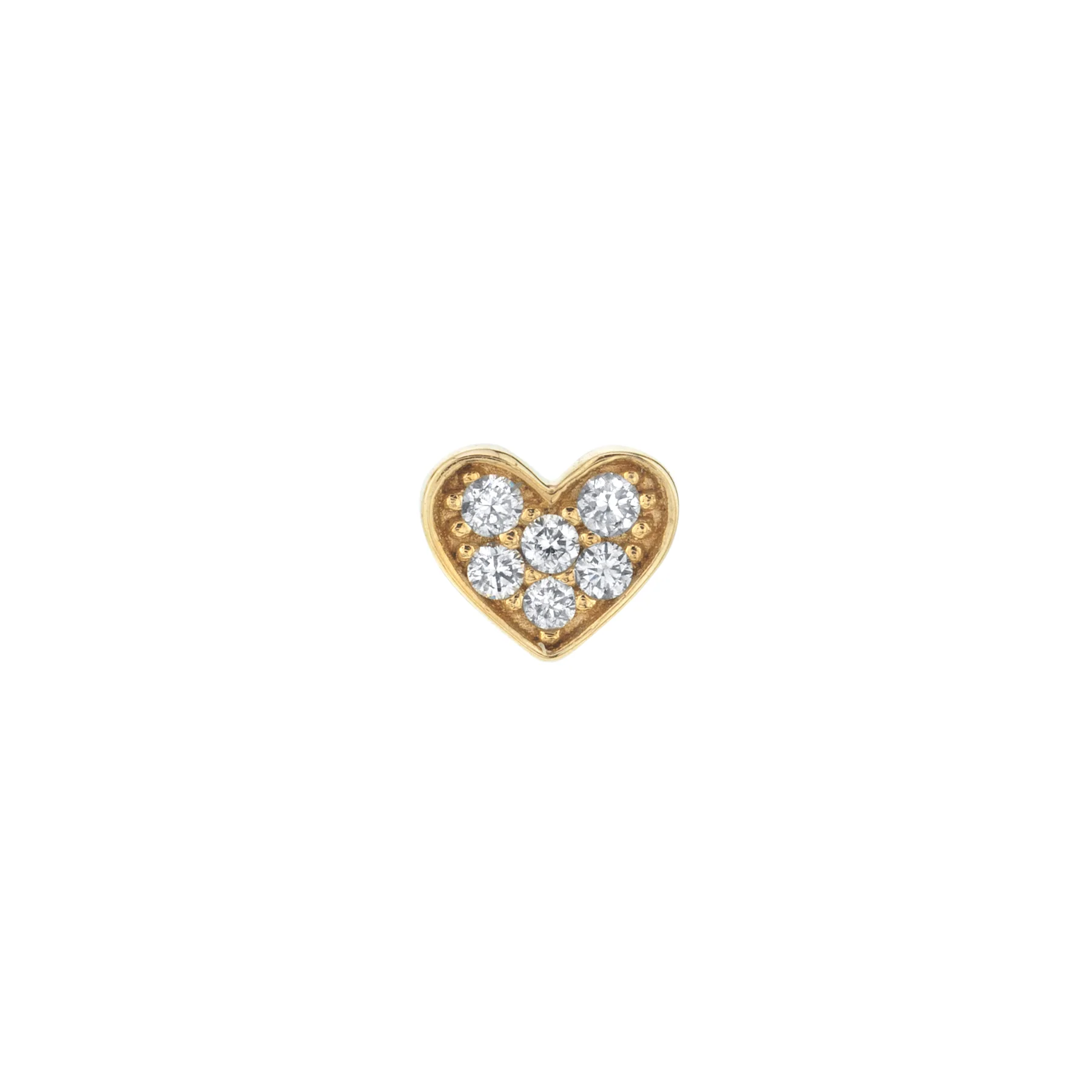 Pav��| Heart Stud - White Diamond / 14k Yellow Gold