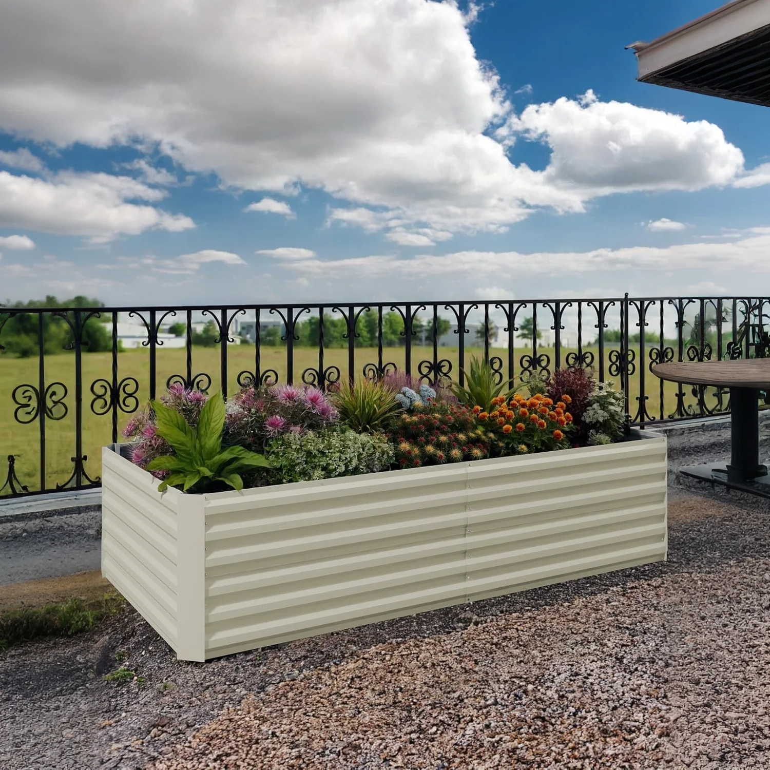 Garvee 2-Pack Rectangular Raised Garden Beds 6x3x2ft – Ergonomic Galvanized Steel, Rust-Resistant, Beige Planters for Patio & Balcony