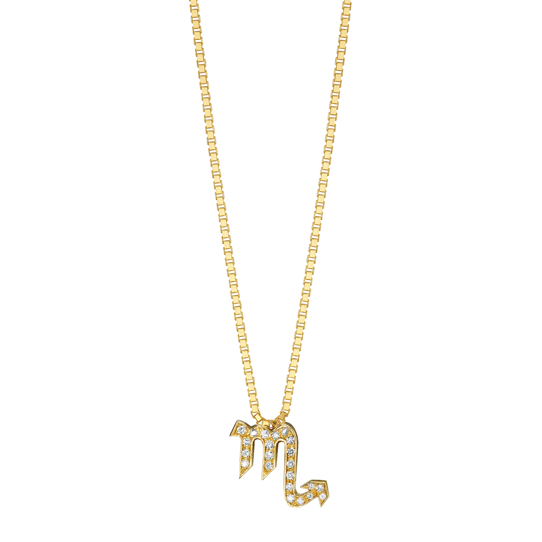 Zodiac Station Necklace - White Diamond / 14k Yellow Gold