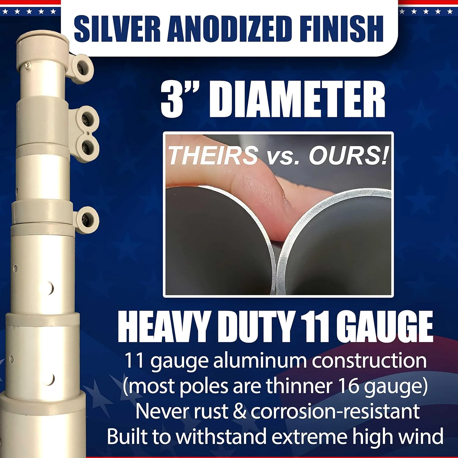 Heavy Duty Telescoping Flagpole Kit, 25 Foot