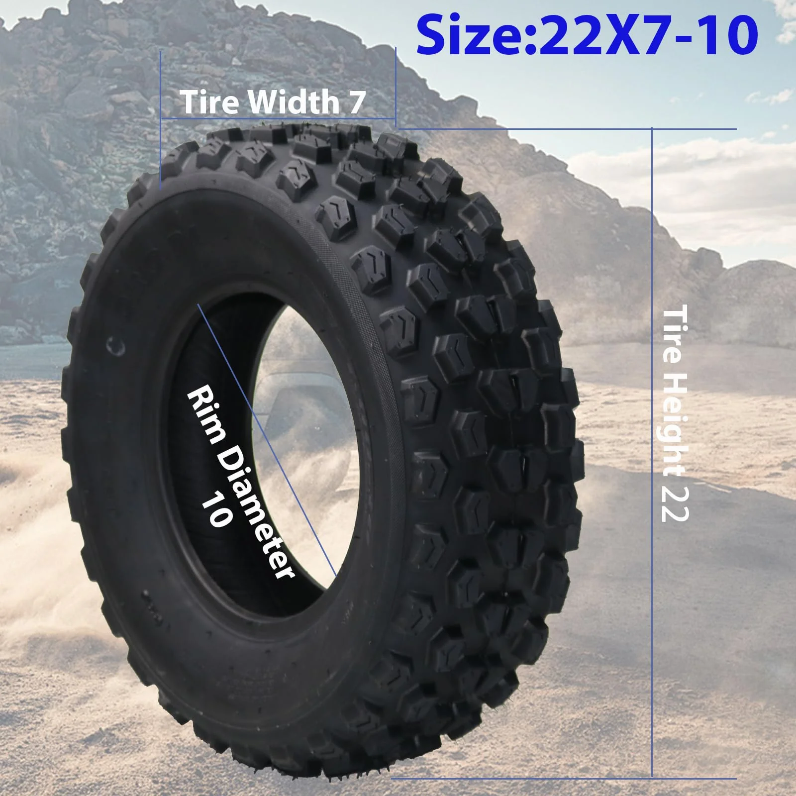 Garvee 2 Pack 22x7-10 ATV Tires, 4 PR All-Terrain Tubeless Tires for Off-Road, Sand, Mud, Durable Rubber, Excellent Grip