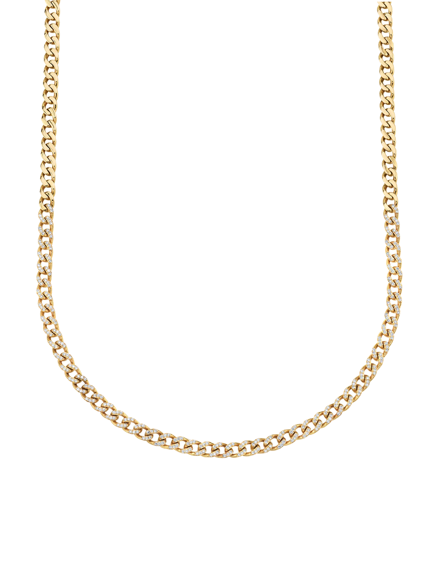 Curb Link Necklace - White Diamond / 14k Yellow Gold