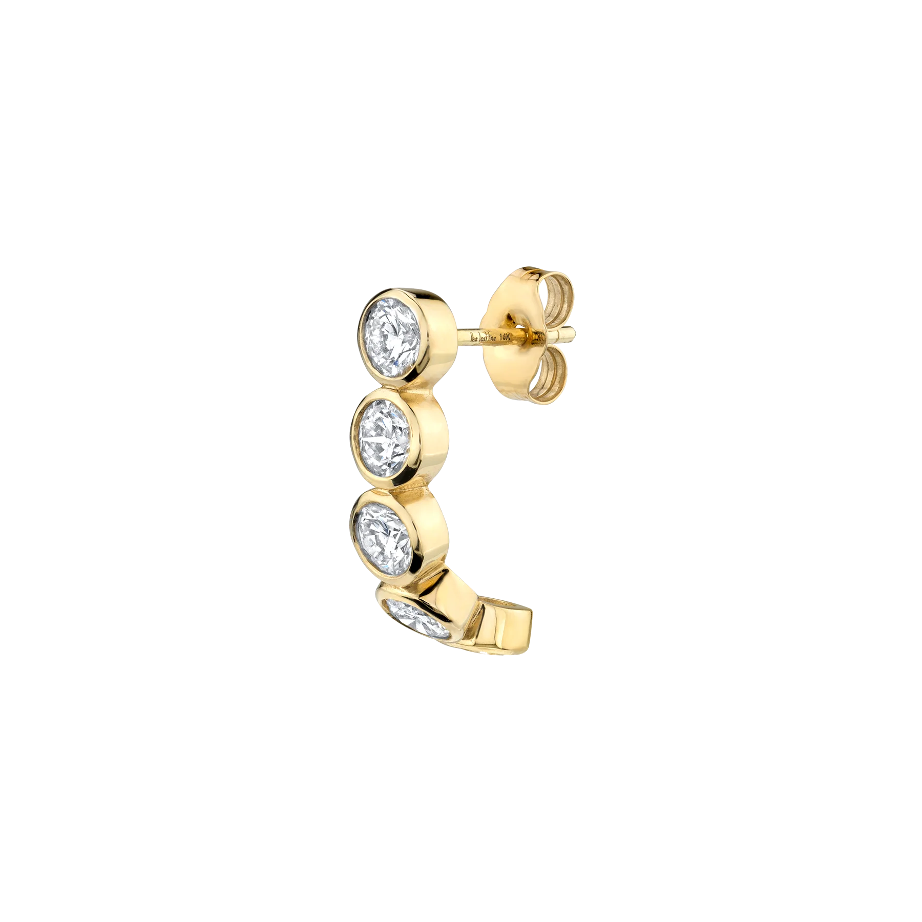 Bezel Curve Earring - White Diamond / 14k Yellow Gold