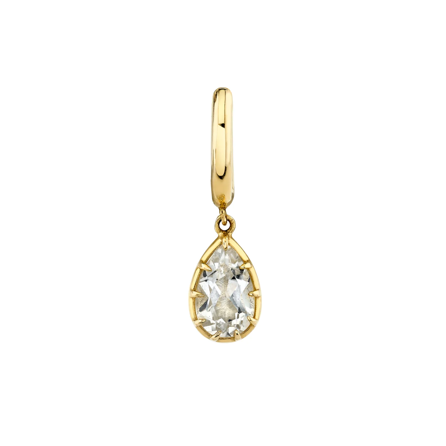 Bubble Teardrop Slim Hoop - White Topaz / 14k Yellow Gold