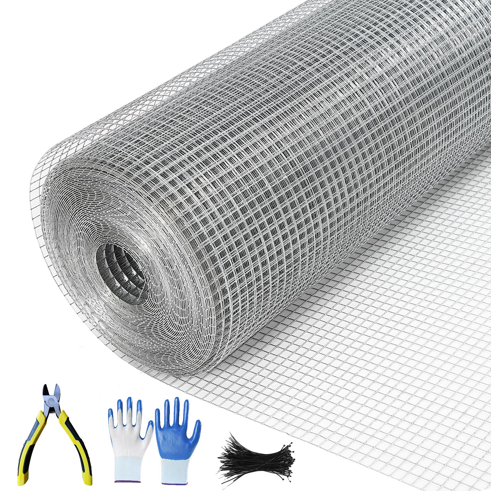 Garvee 19 Gauge Hardware Cloth 1/2 Inch Mesh 48INx100FT - Heavy-Duty Galvanized Steel, Rust-Resistant, Flexible DIY, Garden & Poultry Protection