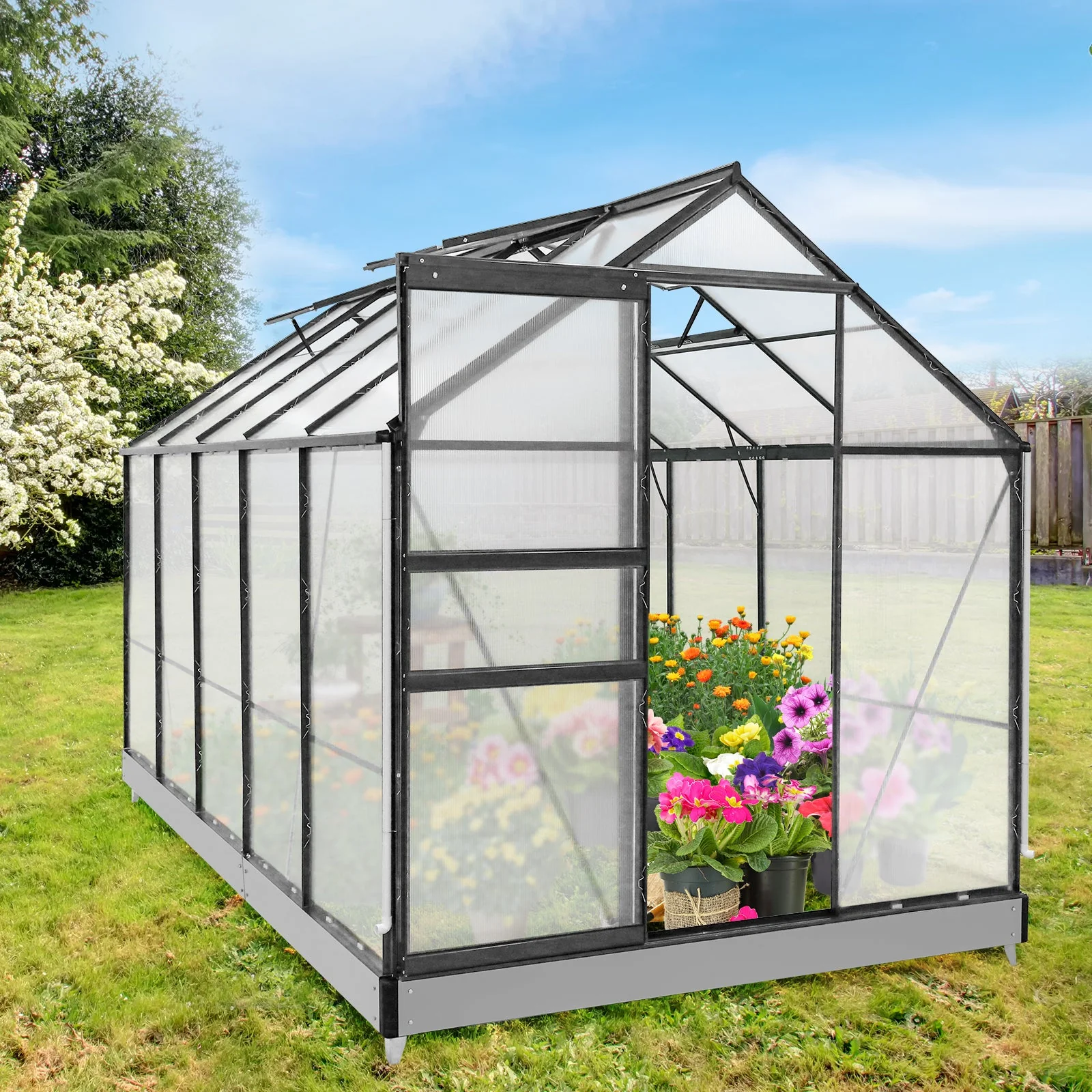 10x6x7 Polycarbonate and Aluminum Walk-in Greenhouse
