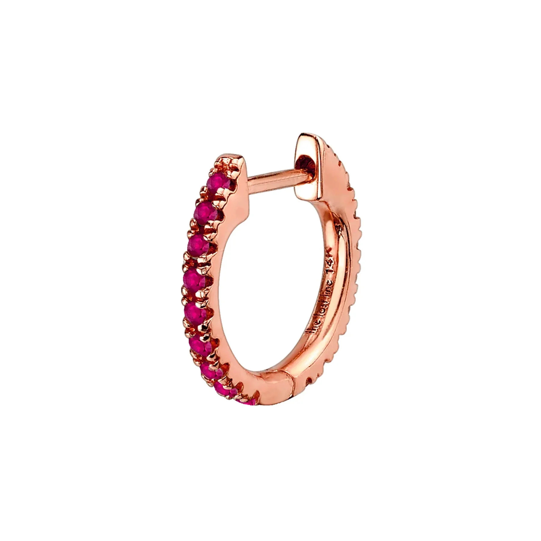 The Large Huggie -?Ruby / 14k Rose Gold