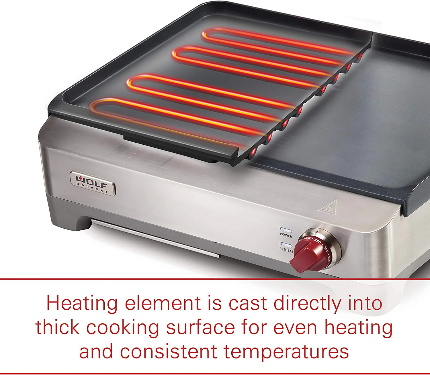 Electric Griddle, Indoor Grill, 200 sq. in, Advanced Temperature Control, Stainless Steel