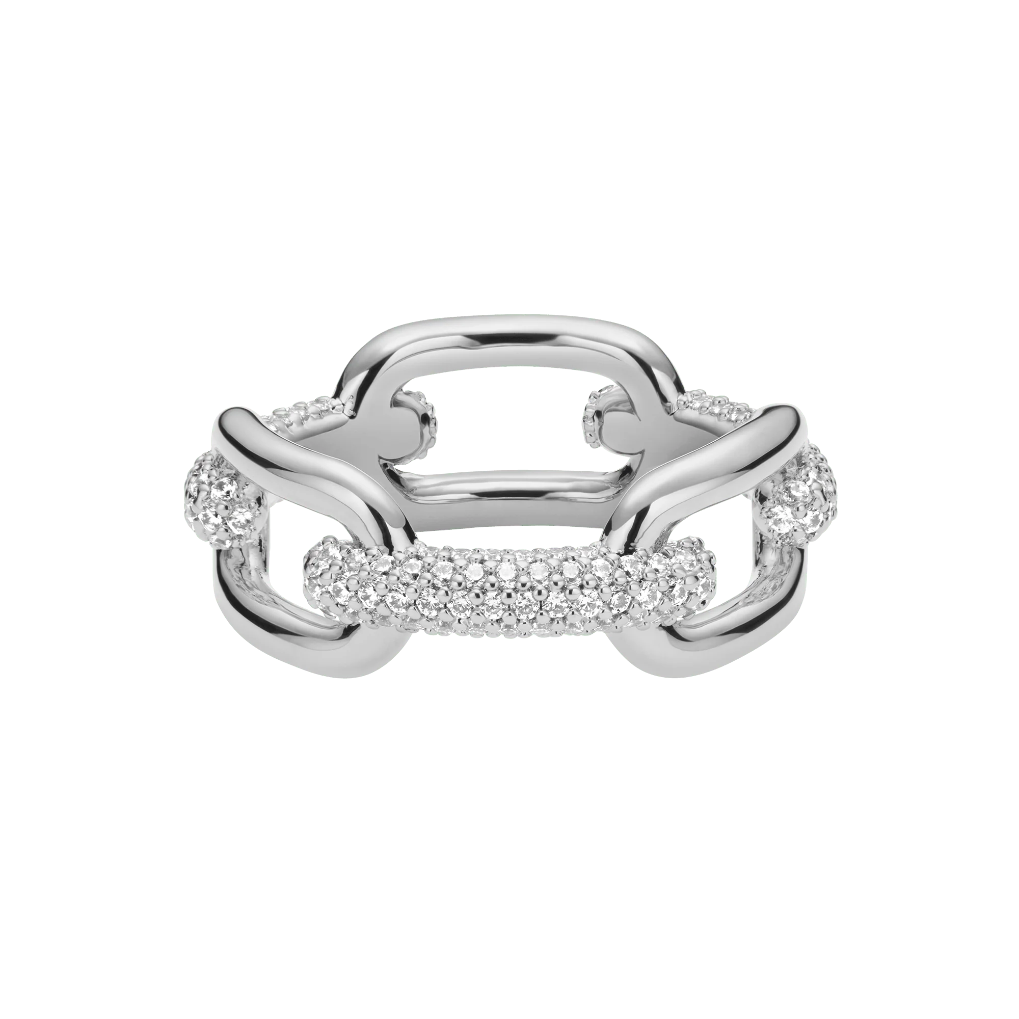 Crystal Link Ring Silver