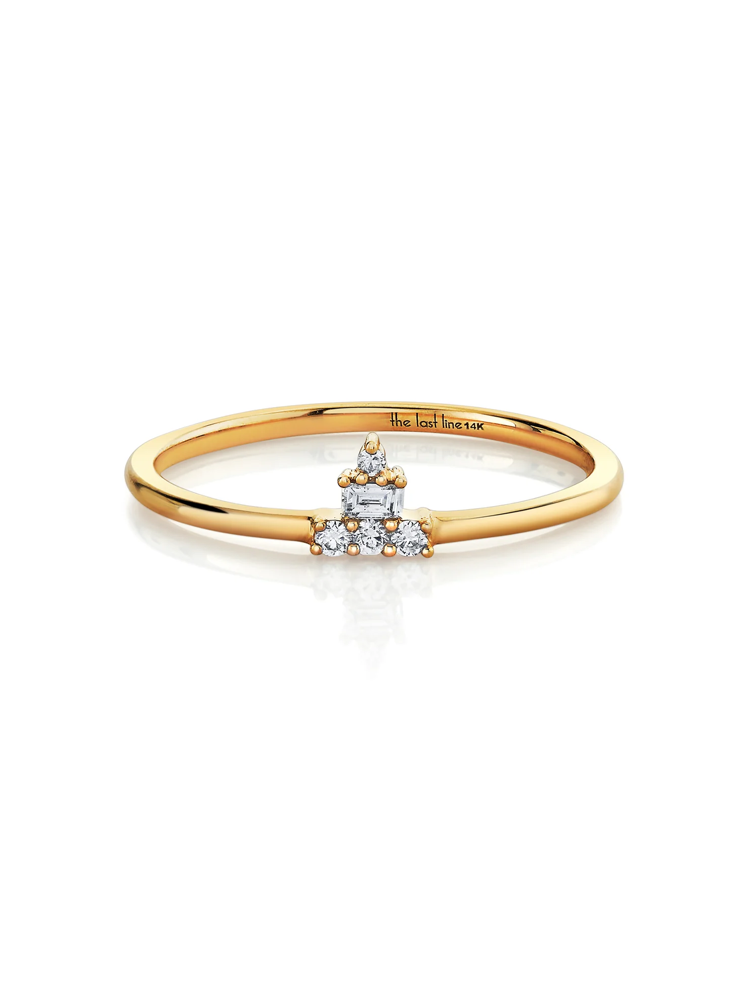 Bestie Baguette Birthday Cake Ring - White Diamond / 14k Yellow Gold
