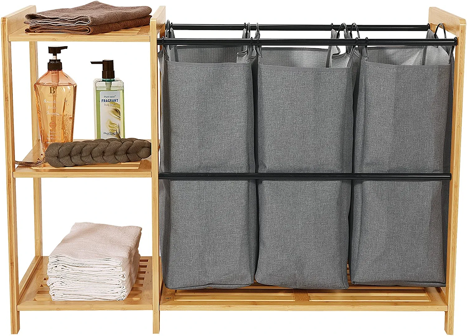 Bamboo Laundry Hamper with Compartments