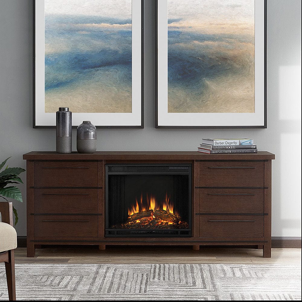 Parsons Electric Fireplace Entertainment Center in Chestnut Oak
