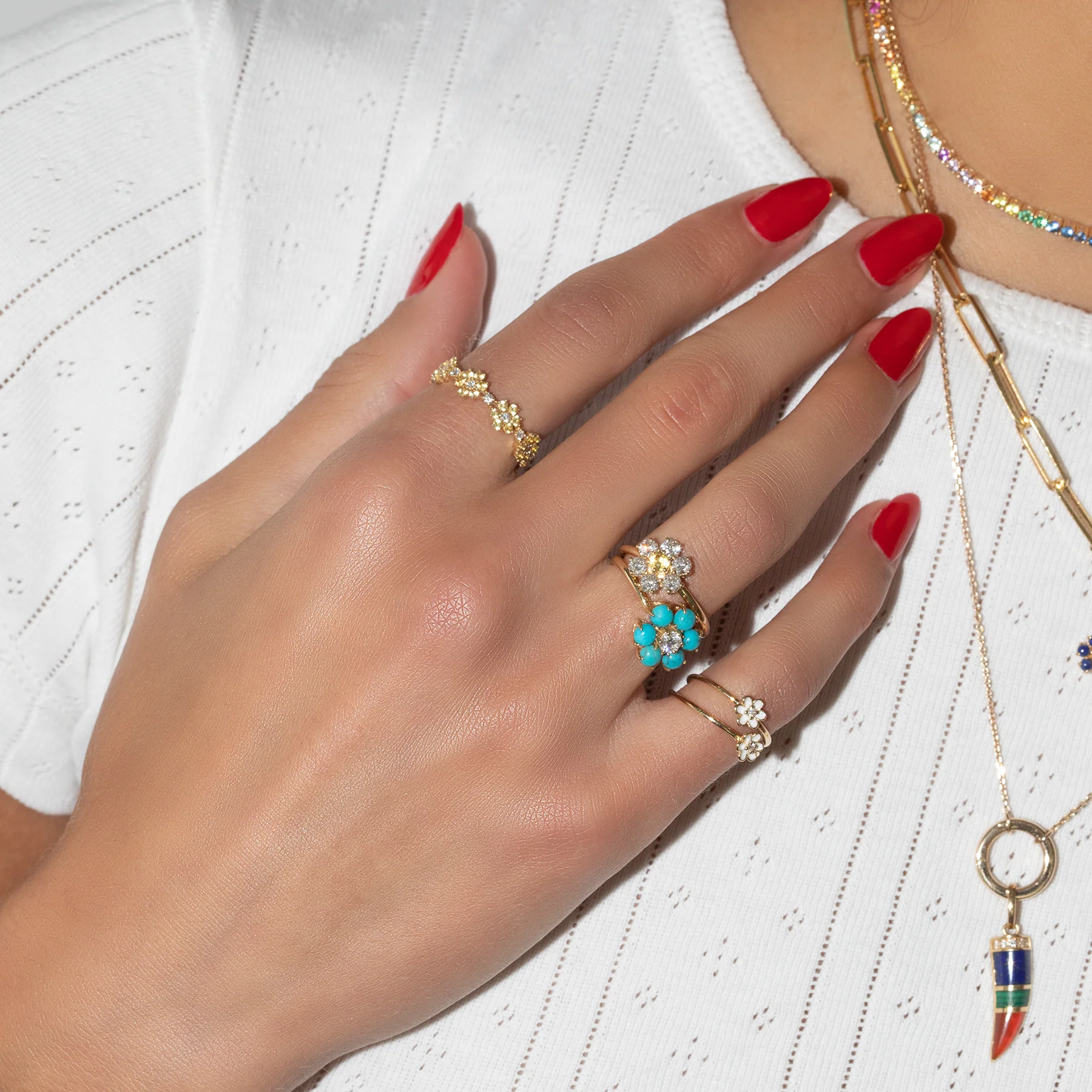 Slim Ring - Flower / 14k Yellow Gold