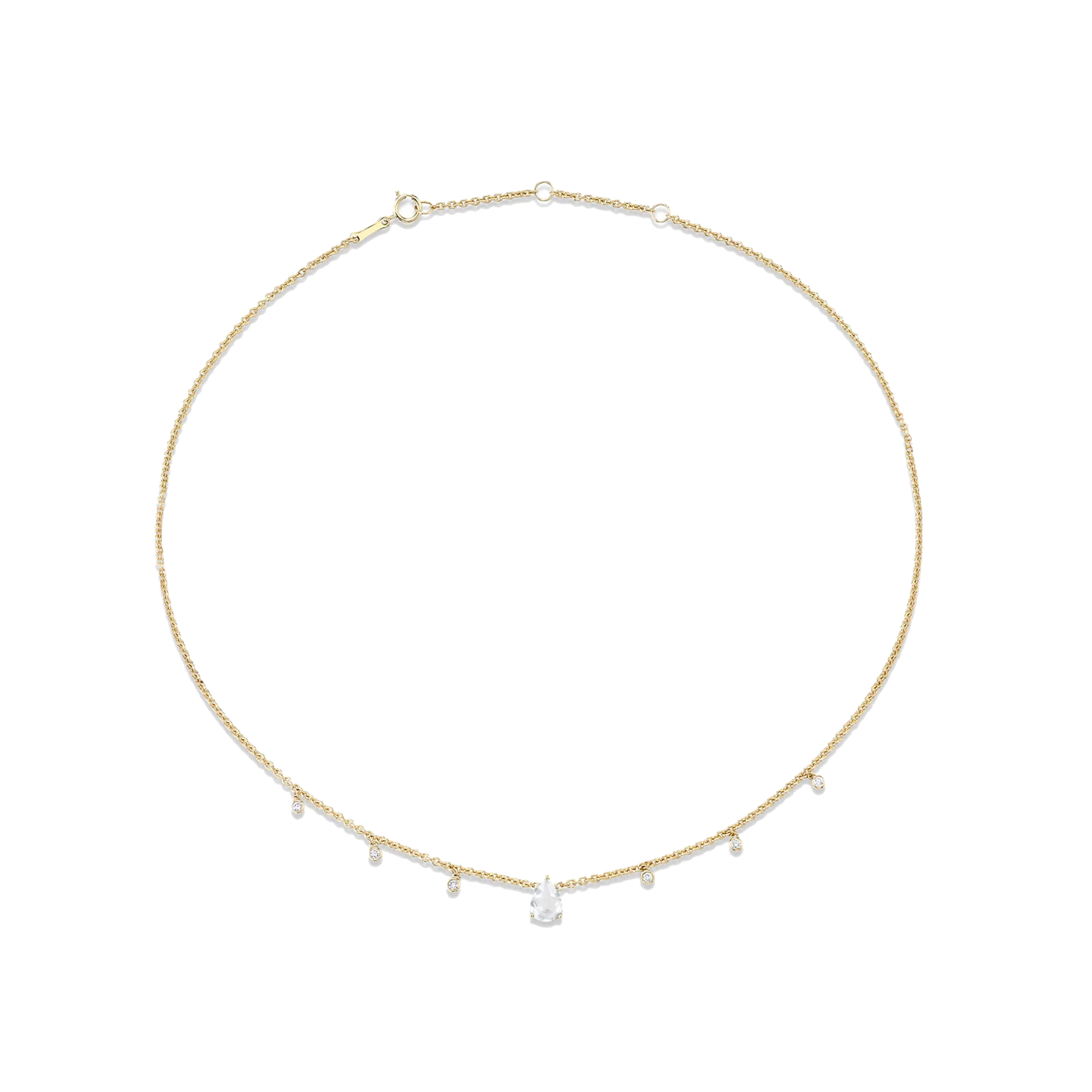 Pear Solitaire Floating Necklace - Moonstone / 14k Yellow Gold